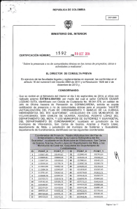 CERTIFICACIÓN 1592 DEL 8 DE OCTUBRE DEL 2014 CON RADICADO EXTMI14-0041930 PARA EL PROYECTO: AJUSTES (ACTUALIZACION) DEL PLAN DE ORDENAMIENTO Y MANEJO DE LA CUENCA HIDROGRAFICA DEL RIO GUAYURIBA,  LOCALIZADO EN LOS MUNICIPIOS DE  VILLAVICENCIO, SAN CARLOS DE GUAROA, ACACIAS, PUERTO LOPEZ DEL DEPARTAMENTO DEL META Y LOS MUNICIPIOS DE GUTIERREZ Y GUAYABETAL DEL DEPARTAMENTO DE CUNDINAMARCA