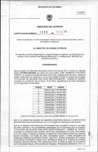 CERTIFICACIÓN 1236 DEL 18 DE JULIO DEL 2014 CON RADICADO EXTMI14-0033608 PARA EL PROYECTO: TITULACION DE BALDIOS CON USOS INSTITUCIONALES - VEREDA EL BATAN