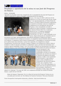 Desalojan a opositores de la mina en san José del... en Oaxaca
