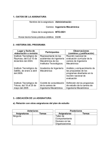 1.- DATOS DE LA ASIGNATURA Administración Ingeniería Mecatrónica