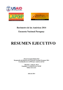  LAPOP. Barómetro de las Américas. Encuesta Nacional Paraguay 2014.