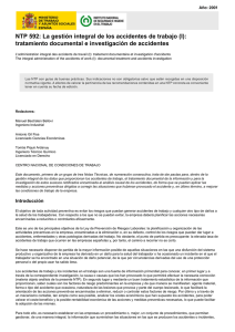 Nueva ventana:NTP 592: La gestión integral de los accidentes de trabajo (I): tratamiento documental e investigación de accidentes (pdf, 366 Kbytes)