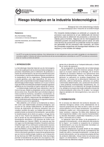 Nueva ventana:NTP 927: Riesgo biológico en la industria biotecnológica (pdf, 700 Kbytes)
