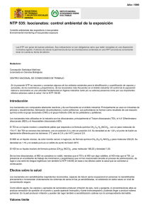 Nueva ventana:NTP 535: Isocianatos: control ambiental de la exposición (pdf, 225 Kbytes)