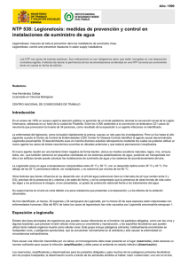 Nueva ventana:NTP 538: Legionelosis: medidas de prevención y control en instalaciones de suministro de agua (pdf, 280 Kbytes)