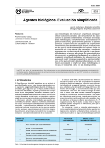 Nueva ventana:NTP 833: Agentes biológicos. Evaluación simplificada (pdf, 307 Kbytes)