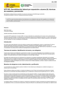 Nueva ventana:NTP 653: Sensibilización laboral por exposición a ácaros (II): técnicas de muestreo y prevención (pdf, 256 Kbytes)