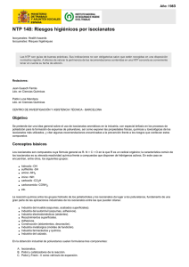Nueva ventana:NTP 148: Riesgos higiénicos por isocianatos (pdf, 306 Kbytes)
