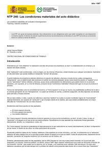 Nueva ventana:NTP 240: Las condiciones materiales del acto didáctico (pdf, 348 Kbytes)