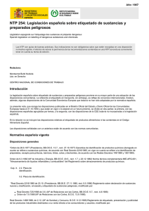 Nueva ventana:NTP 254: Legislación española sobre etiquetado de sustancias y preparados peligrosos (pdf, 163 Kbytes)