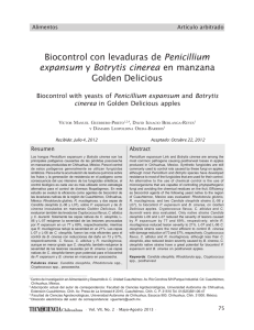 Biocontrol con levaduras de Penicillium expansum y Botrytis cinerea en manzana Golden Delicious