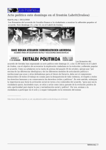 Acto político este domingo en el frontón Labrit(Iruñea)