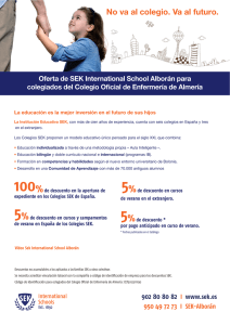 Oferta de SEK International School Alborán para colegiados del Colegio Oficial de Enfermería de Almería.