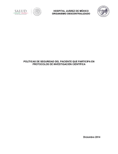10. Políticas de Seguridad del Paciente que participa en Protocolos de Investigación Científica, 2015
