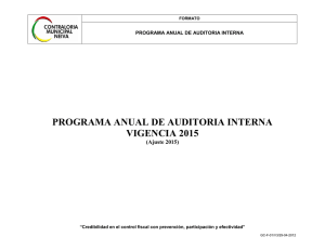 PROGRAMA ANUAL DE AUDITORIA INTERNA VIGENCIA 2015 (Ajuste 2015)