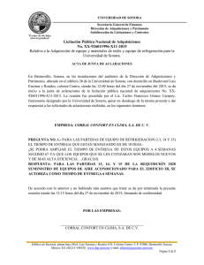 UNIVERSIDAD DE SONORA Secretaría General de Finanzas Dirección de Adquisiciones y Patrimonio