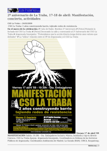 2º aniversario de La Traba, 17-18 de abril: Manifestación, concierto, actividades