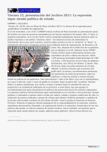 Viernes 25, presentación del Archivo 2011: La represión