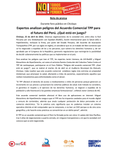 20160330 NP Expertos analizan acuerdo TPP y demandan al Congreso no aprobarlo en Chiclayo.pdf