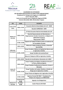 Calendario de actividades de la XXV Reunión Especializada De Agricutura Familiar (REAF).