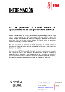 La CEF propondrá al Comité Federal el   aplazamiento del 39 Congreso Federal del PSOE 
