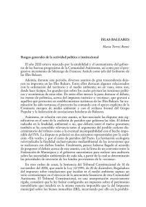 ISLAS BALEARES Rasgos generales de la actividad política e institucional