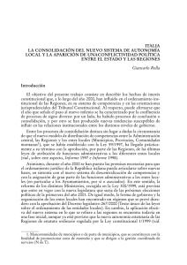 ITALIA LA CONSOLIDACIÓN DEL NUEVO SISTEMA DE AUTONOMÍA