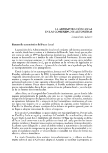 LA ADMINISTRACIÓN LOCAL EN LAS COMUNIDADES AUTONÓMAS Desarrollo autonómico del Pacto Local