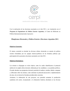 Plataformas Electorales y Política Exterior. Elecciones Argentina 2011