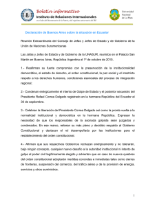 Declaraci n de Buenos Aires de la Unasur, referente a la situaci n en Ecuador