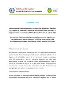 Memor ndum de Entendimiento entre el Gobierno de la Rep blica Argentina y el Gobierno de la Rep blica Isl mica de Ir n