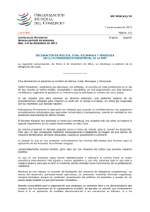 Declaraci n de Bolivia, Cuba, Nicaragua, y Venezuela a la IX Conferencia Ministerial de la OMC