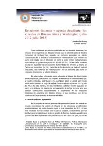 Relaciones distantes y agenda desafiante: los vínculos de Buenos Aires y Washington (julio 2012-julio 2013).