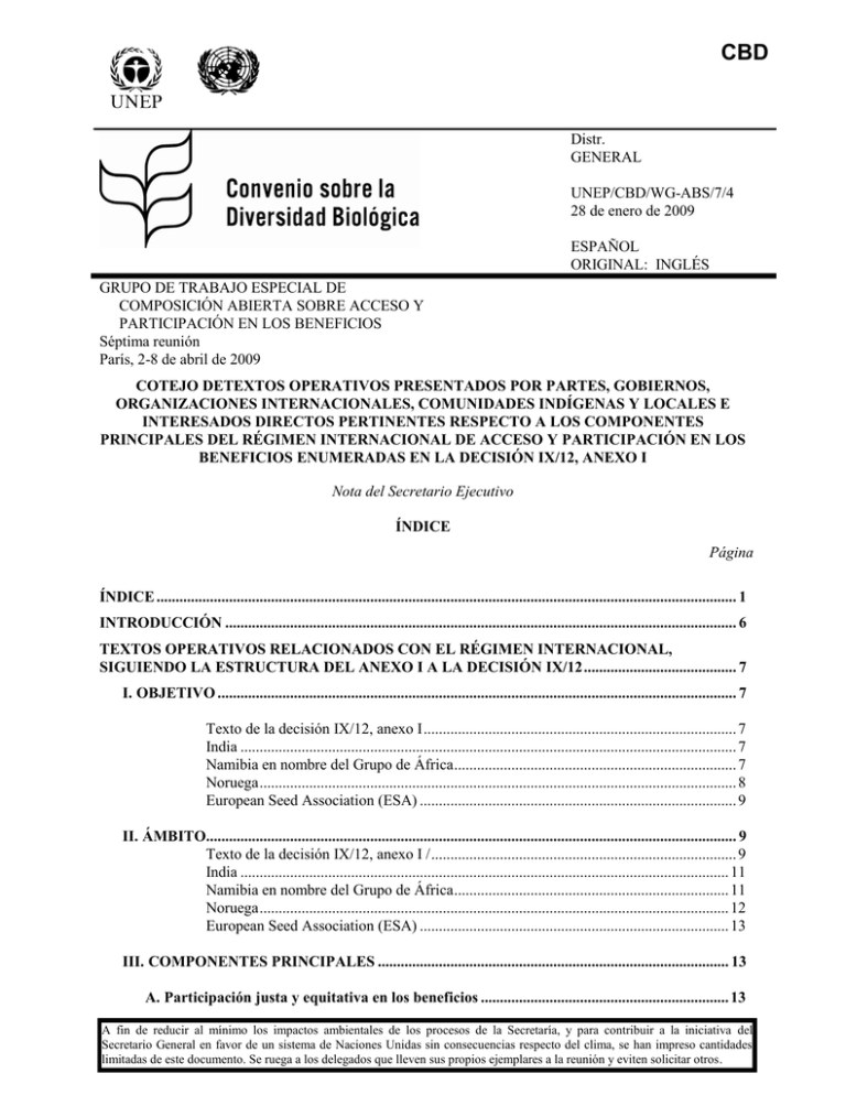 Naciones Unidas Convenio Sobre La Diversidad Biol Gico
