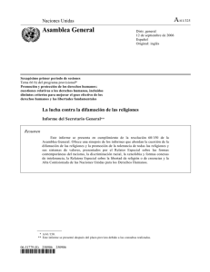 AGNU 61-325- La lucha contra la difamaci�n de las religiones