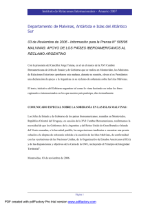 Canciller�a Argentina - Informaci�n para la Prensa N 505-06 - 03 de noviembre de 2006