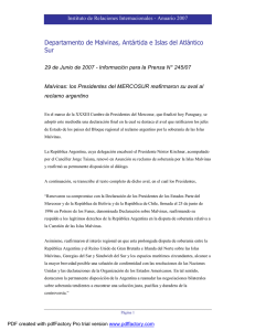 Canciller�a Argentina - Informaci�n para la Prensa N 245-07 - 29 de junio de 2007