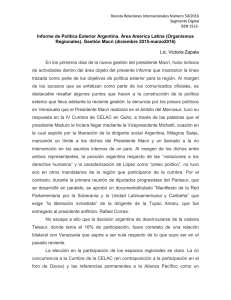 Informe de Política Exterior Argentina. Área América Latina (Organismos