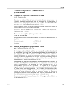 I.  Asuntos de organización y administrativos y otros asuntos 111.