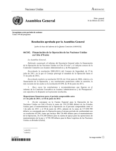 A Asamblea General Naciones Unidas Resolución aprobada por la Asamblea General