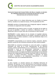Declaración Especial del Consejo Político del Alba en respaldo a... de la República Bolivariana de Venezuela de denunciar la Corte