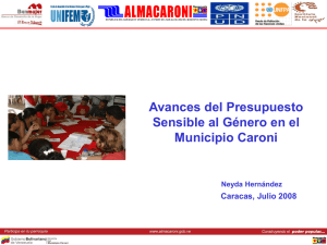 Avances del Presupuesto Sensible al Género en el Municipio Caroni; Neyda Hernández; caracas; Julio 2008.