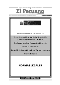 Texto de modificación de la Regulación Aeronáutica del Perú