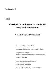 Carducci a la literatura catalana: recepció i traduccions