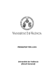 PRESSUPOST PER A 2016 Universitat de València (Estudi General)