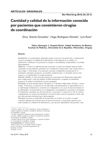 Cantidad y calidad de la información conocida por pacientes que