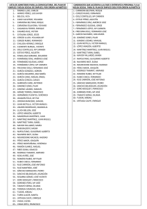 LISTA DE ADMITIDOS PARA LA CONVOCATORIA DEL PLAN DE