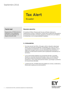 Tax Alert - Exoneración de ISD y aranceles aduaneros en