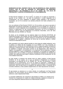 Modificación del Real Decreto 815/2013, de 18 de octubre