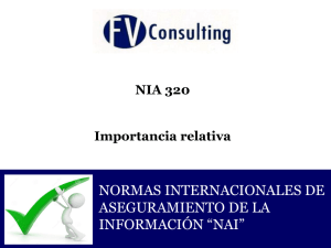 Materialidad según NIA 320 - FV Consulting, Asesoria NIIF